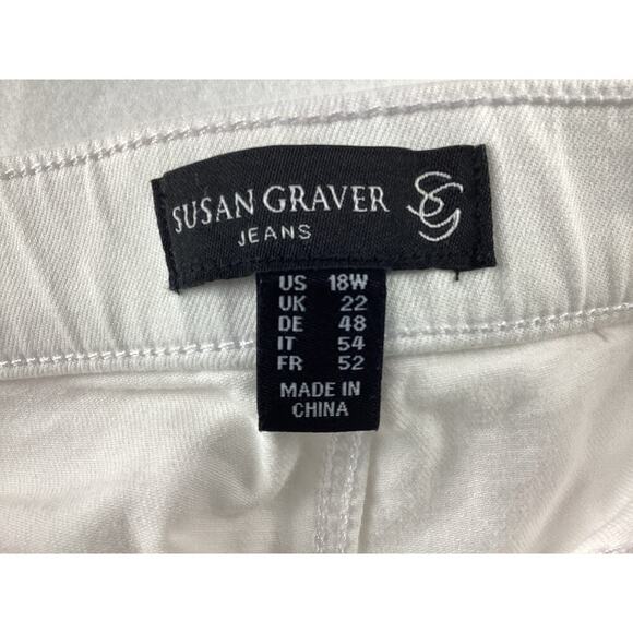 Susan Graver White Denim Capri Pants sz 18W - Picture 2 of 3
